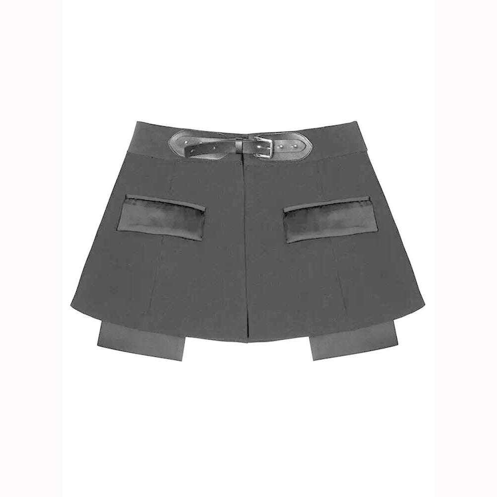 EAM Black Irregular Rhinestones Belted Mini Half-body Skirt High Waist Women Fashion Tide New Spring Autumn 2024 JY75801 - KIMLUD
