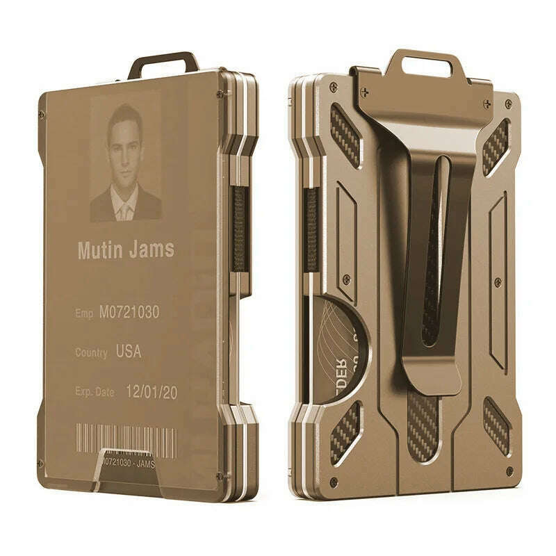 KIMLUD, EDC Outdoor Card Holder Practical Tactical Magsafe Aluminum Fashion Mini Smart Magic Wallet, Gold / CHINA, KIMLUD APPAREL - Womens Clothes