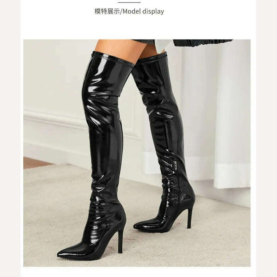 Eilyken Sexy Stiletto High Heels Women Over-the-Knee Boots Pointed Toe Strippers Ladies Shoes Pole Dancing Long Botas De Mujer - KIMLUD