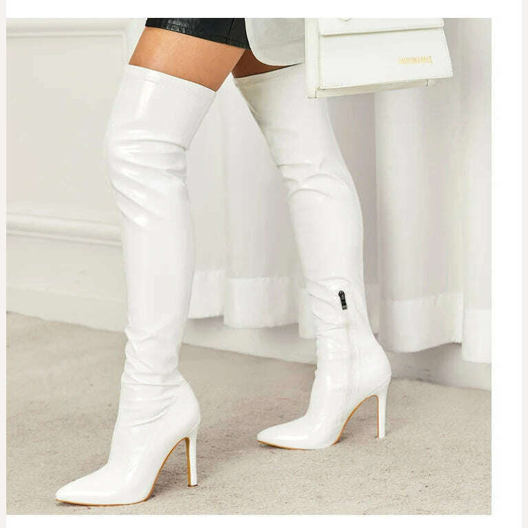 Eilyken Sexy Stiletto High Heels Women Over-the-Knee Boots Pointed Toe Strippers Ladies Shoes Pole Dancing Long Botas De Mujer - KIMLUD