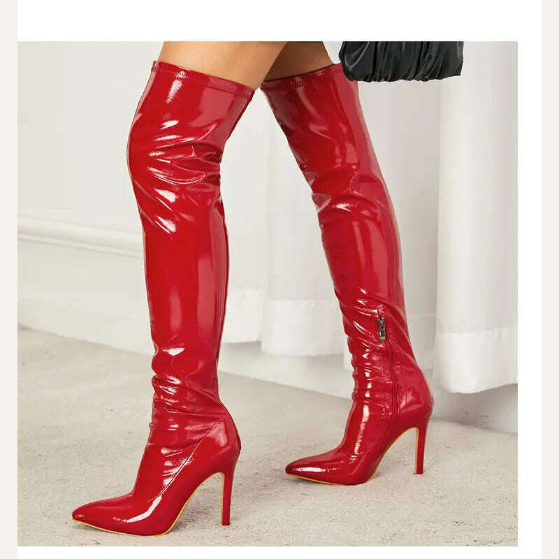 Eilyken Sexy Stiletto High Heels Women Over-the-Knee Boots Pointed Toe Strippers Ladies Shoes Pole Dancing Long Botas De Mujer - KIMLUD