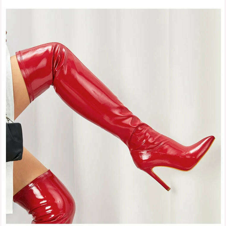 Eilyken Sexy Stiletto High Heels Women Over-the-Knee Boots Pointed Toe Strippers Ladies Shoes Pole Dancing Long Botas De Mujer - KIMLUD