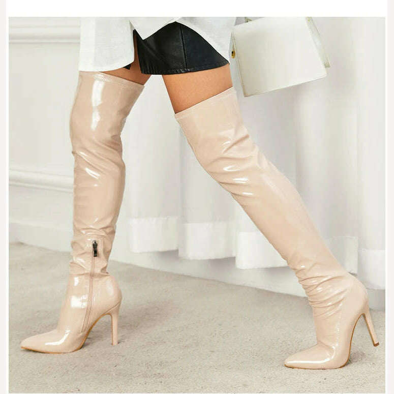 Eilyken Sexy Stiletto High Heels Women Over-the-Knee Boots Pointed Toe Strippers Ladies Shoes Pole Dancing Long Botas De Mujer - KIMLUD