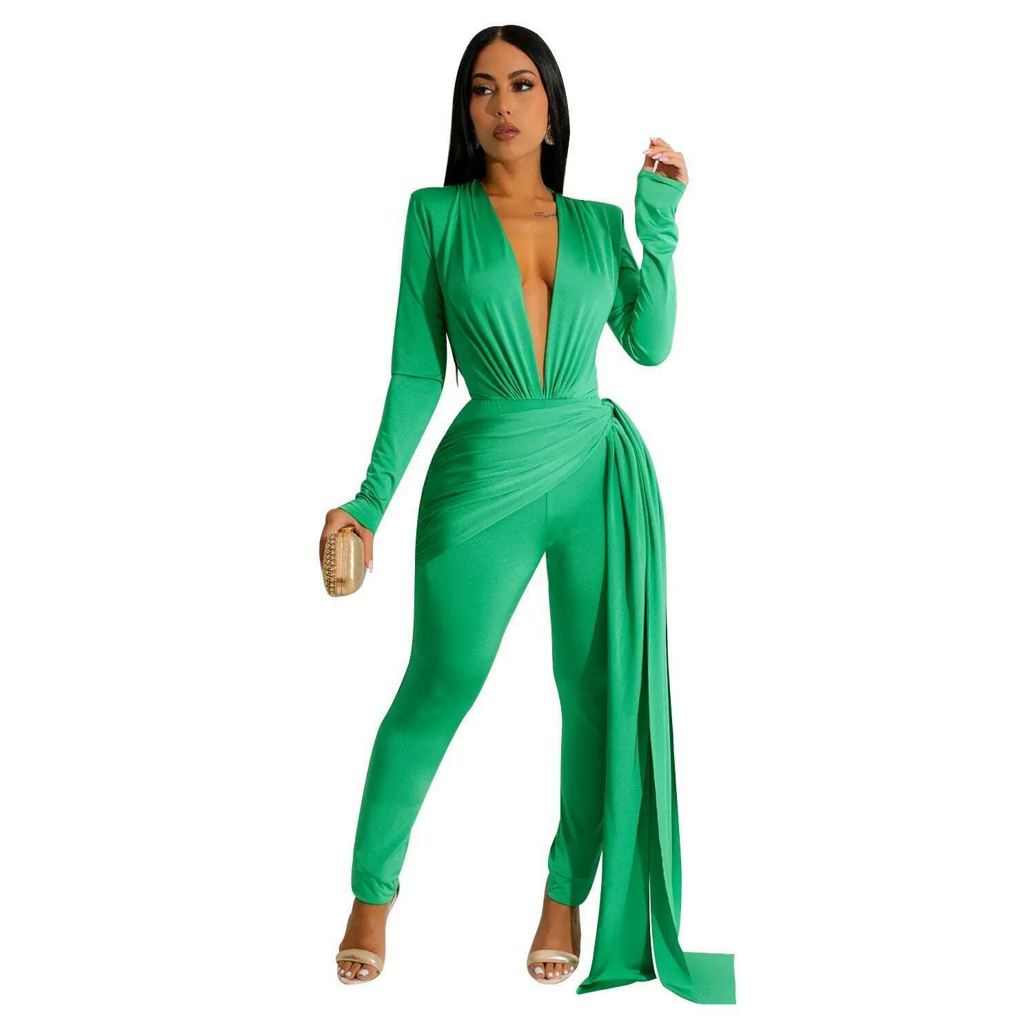 Elegant Ribbon Bodycon Jumpsuits Sexy Long Sleeve Lace Up Romper Club Party Summer Women Clothes Overalls Luxury One Piece 2023 - KIMLUD