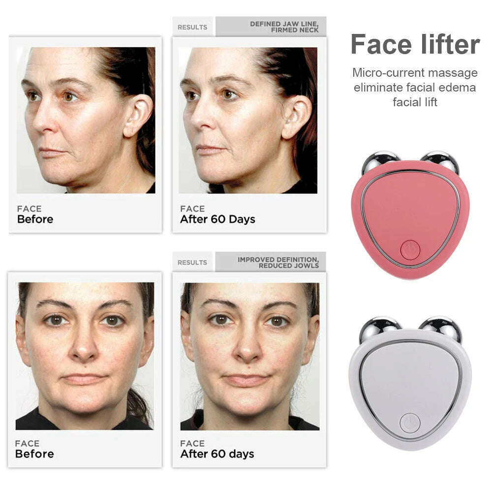 EMS Face Lifting Machine Facial Massager Microcurrent Roller Skin Tightening Rejuvenation Beauty Charging Facial Anti Wrinkle - KIMLUD