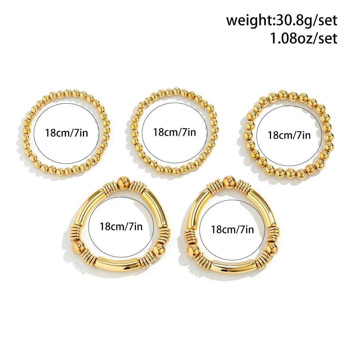 Exaggerated Punk Big Ball Chain Bracelets Women Vintage Chunky Round Beads Elastic Bangle Grunge Couple Jewelry Steampunk Men - KIMLUD