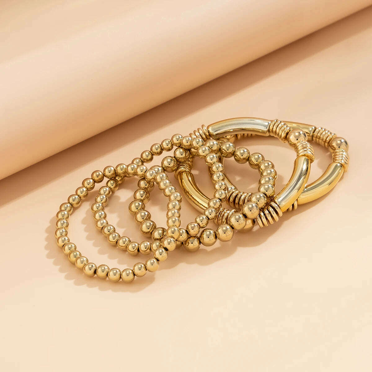 Exaggerated Punk Big Ball Chain Bracelets Women Vintage Chunky Round Beads Elastic Bangle Grunge Couple Jewelry Steampunk Men - KIMLUD