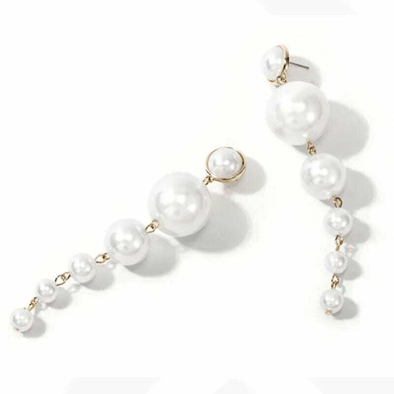 Exquisite Simulated Pearl Stud Earrings Fashion Long Statement Earrings for Womenn Party Wedding Female Jewelry Gift - KIMLUD