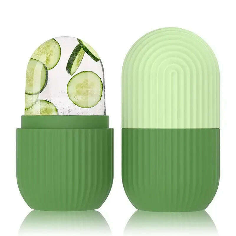 Facial Ice Cube Mold Silicone Freezing Beauty Swelling Face Massager Moisturizing Washable Oven Icing Mould Green - KIMLUD