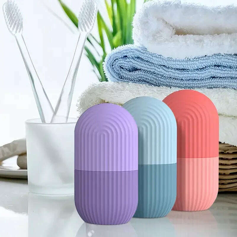 Facial Ice Cube Mold Silicone Freezing Beauty Swelling Face Massager Moisturizing Washable Oven Icing Mould Green - KIMLUD