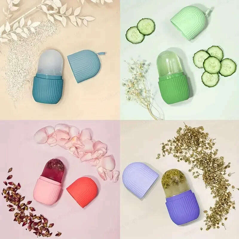 Facial Ice Cube Mold Silicone Freezing Beauty Swelling Face Massager Moisturizing Washable Oven Icing Mould Green - KIMLUD