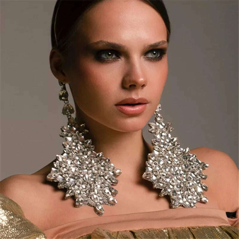 Fashion Long Irregular Large Rectangle Earring Europe United States To Restore Ancient Ways Exaggerated Earrings Ms Jewelry - KIMLUD