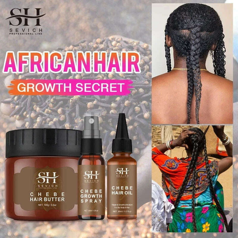 Fast Hair Growth Oil African Crazy Traction Alopecia Chebe Hair Mask Anti Hair Break Hair Strengthener Hair Loss Treatment Spray - KIMLUD