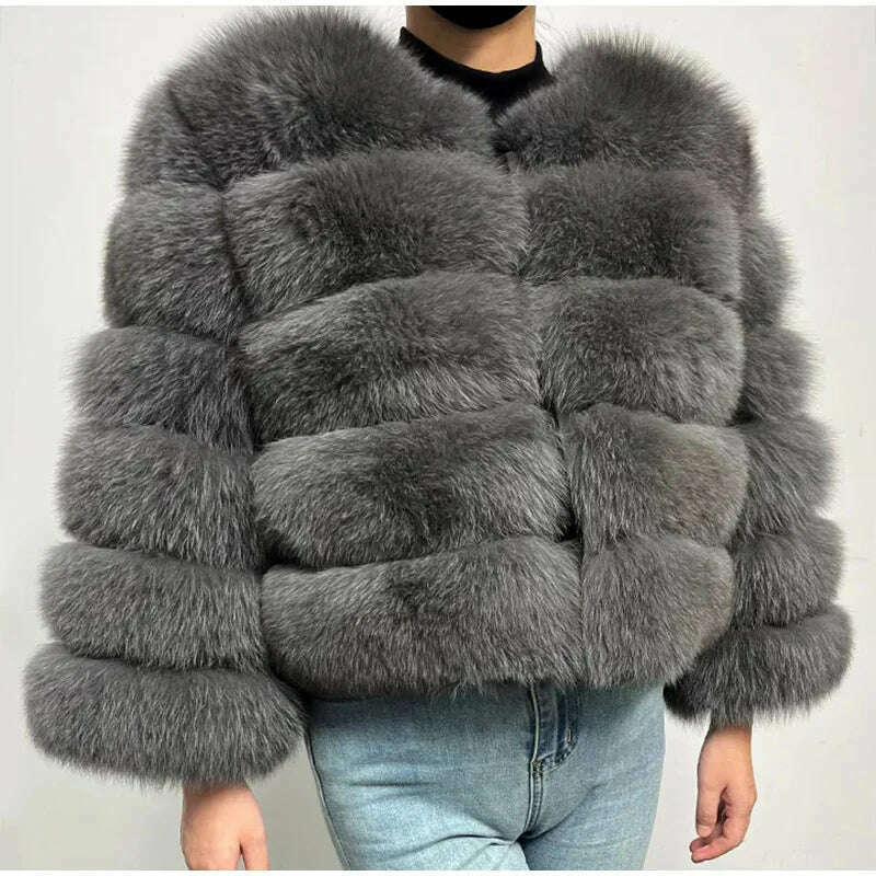 KIMLUD, Faux Fur Short Coat Women Cropped Long Sleeve Artificial Fox Fur Jacket Women Winter Fluffy Top Thick Warm Furry Fur Outwears, KIMLUD Womens Clothes