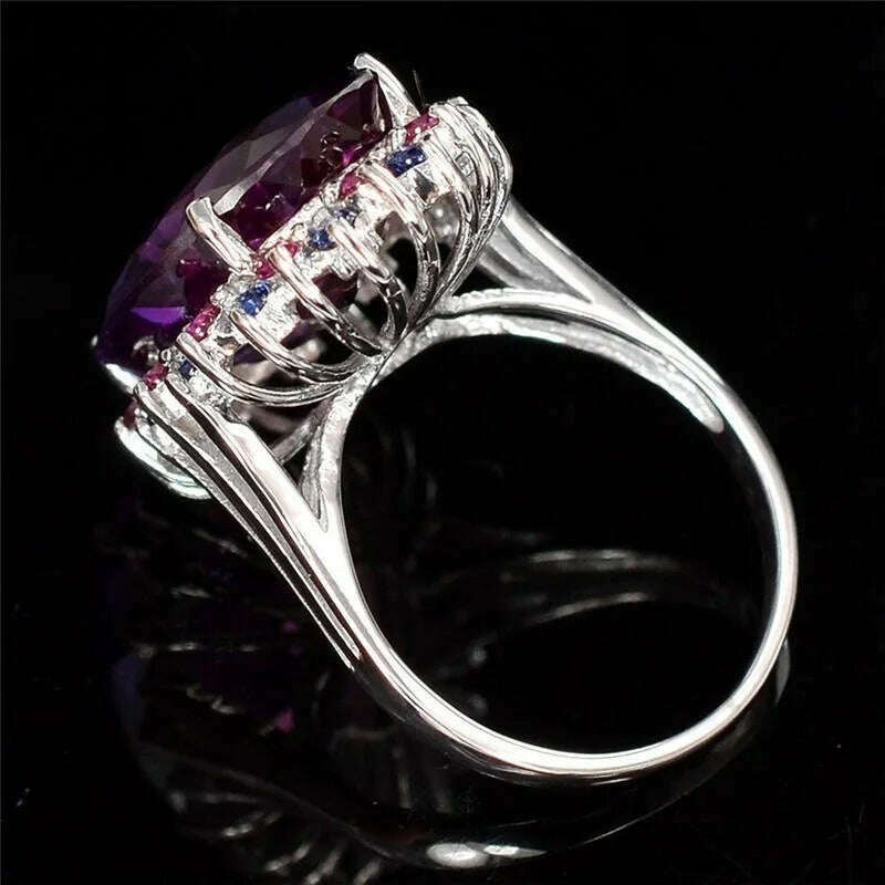 FDLK Womens Fashion Sunflower Rings Exquisite Oval Ring Wedding Band - KIMLUD