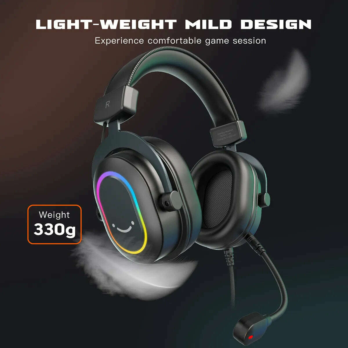 Fifine Dynamic RGB Gaming Headset with Mic Over-Ear Headphones 7.1 Surround Sound PC PS4 PS5 3 EQ Options Game Movie Music - KIMLUD