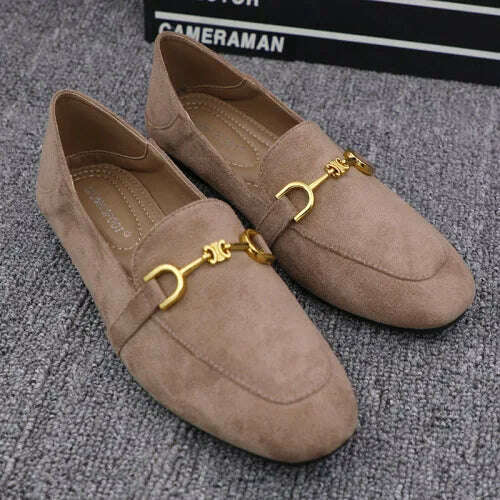 Flat Shoes Women's 2022 New Breathable Small Leather Shoes Comfortable Lefu Shoes Fashionable Metal Buckle Casual Women's Shoes - KIMLUD