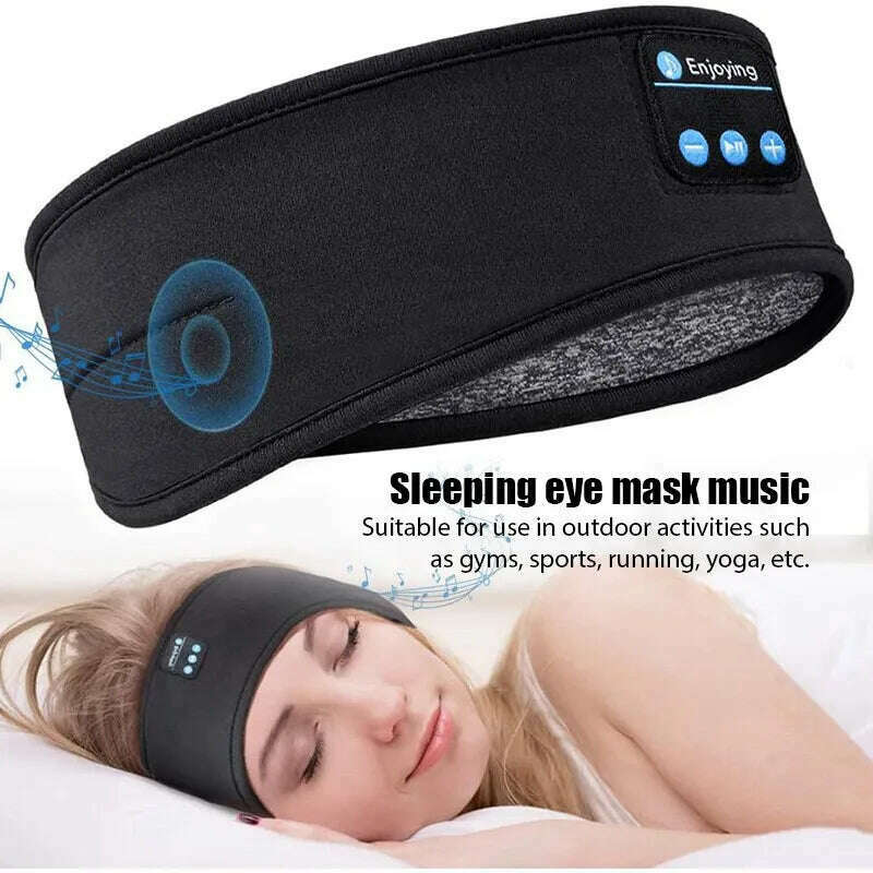 Fone Bluetooth Earphones Sports Sleeping Headband Elastic Wireless Headphones Music Eye Mask Wireless Bluetooth Headset Headband - KIMLUD