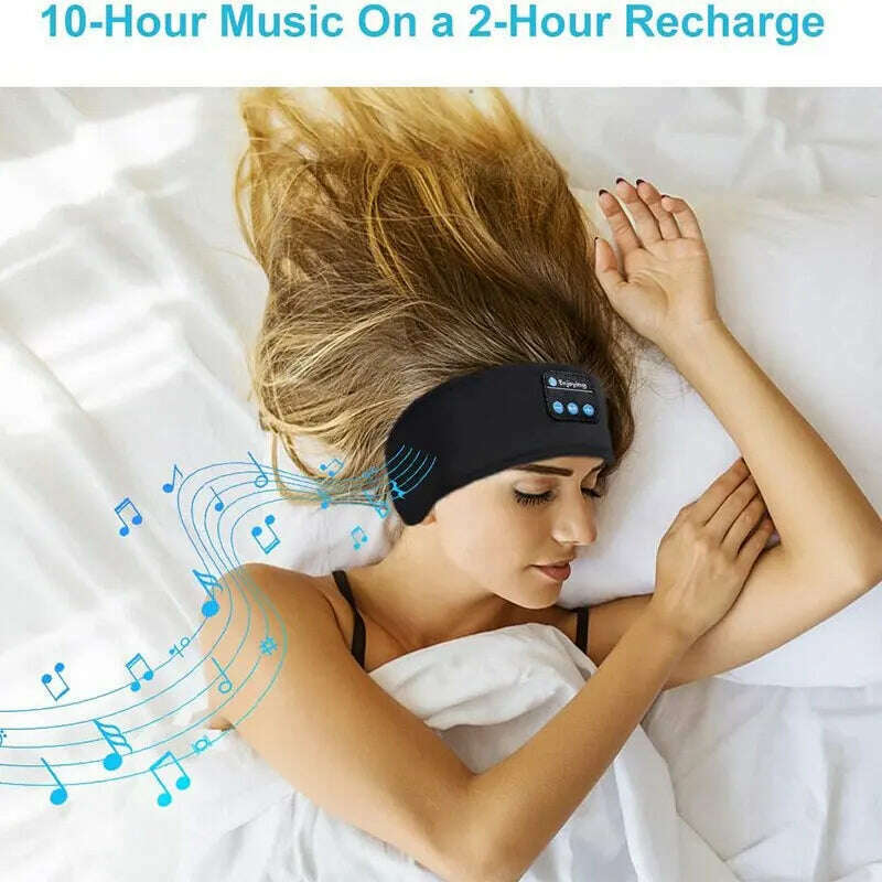 Fone Bluetooth Earphones Sports Sleeping Headband Elastic Wireless Headphones Music Eye Mask Wireless Bluetooth Headset Headband - KIMLUD