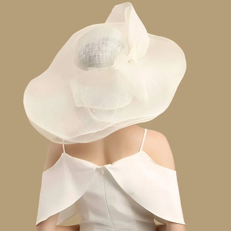 FS Elegant Black And White Fascinator Hats For Wedding Church Sinamay Hats With Big Bowknot Kentucky Derby Hat Fedora Tea Party - KIMLUD