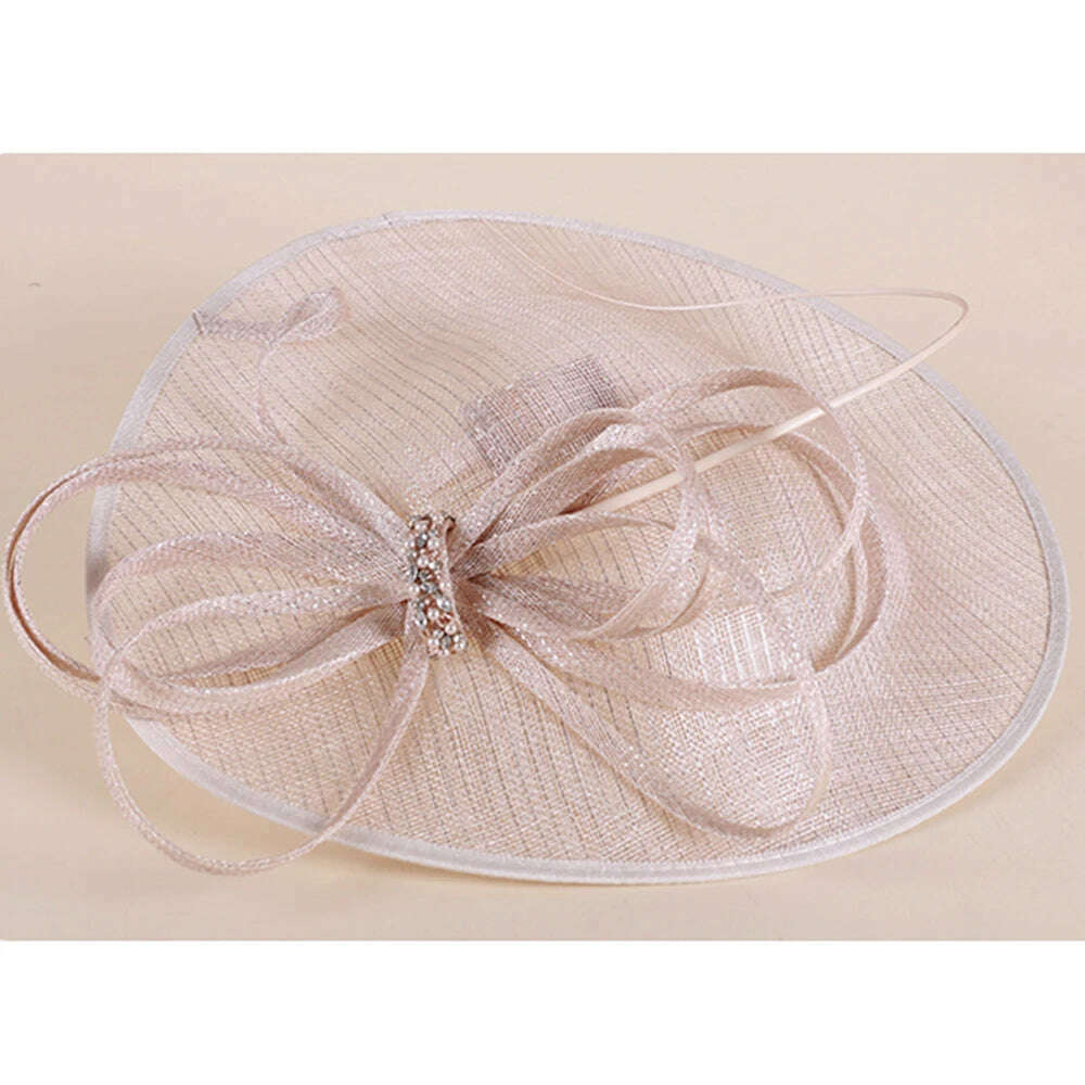 FS Fascinators For Women Elegant White Linen Pillbox Hat Royal Weddings Bridal Hats Ladies Sinamay Derby Dress Cocktail Fedoras - KIMLUD