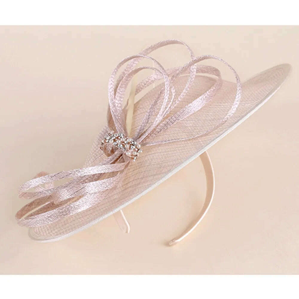 FS Fascinators For Women Elegant White Linen Pillbox Hat Royal Weddings Bridal Hats Ladies Sinamay Derby Dress Cocktail Fedoras - KIMLUD