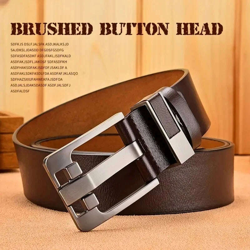 Genuine Leather For Men's High Quality Buckle Jeans Cowskin Casual Belts Business Cowboy Waistband Male Fashion Designer 2024New - KIMLUD