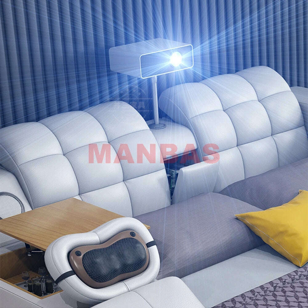 Genuine Leather Tech Smart Bed Multifunctional Beds Frame Ultimate Tatami Lit Massage Camas with Bluetooth,Speaker,Projector,Min - KIMLUD