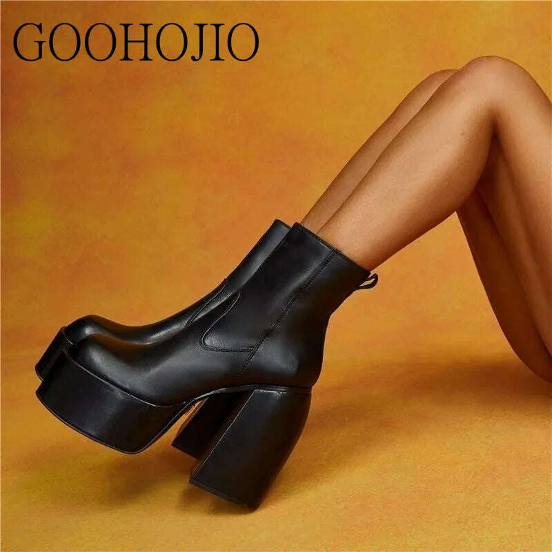 GOOHOJIO Spring Autumn New Thick Bottom Long Boots Women Vintage Classic Women Boots Fashionable Non-slip Chic Shoes for Ladies - KIMLUD