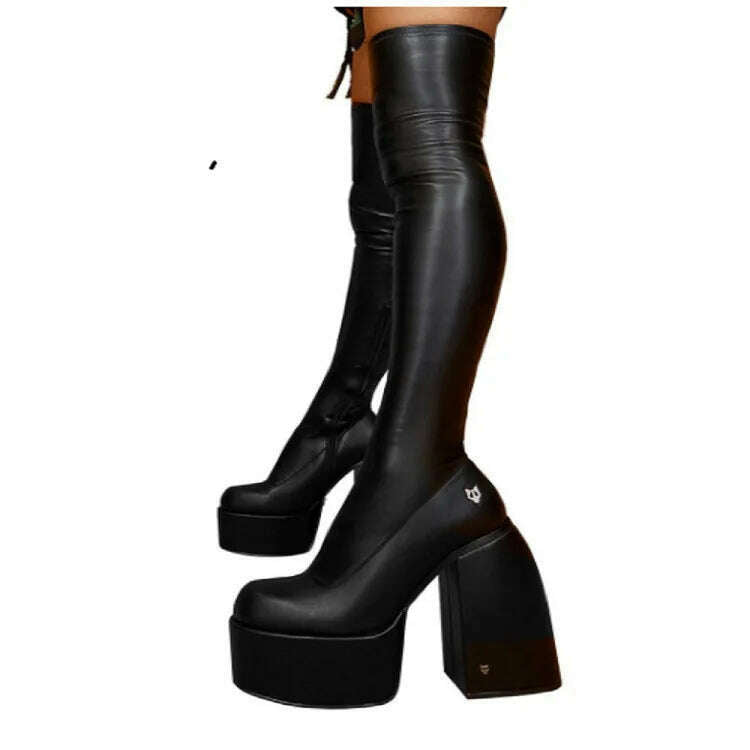 GOOHOJIO Spring Autumn New Thick Bottom Long Boots Women Vintage Classic Women Boots Fashionable Non-slip Chic Shoes for Ladies - KIMLUD