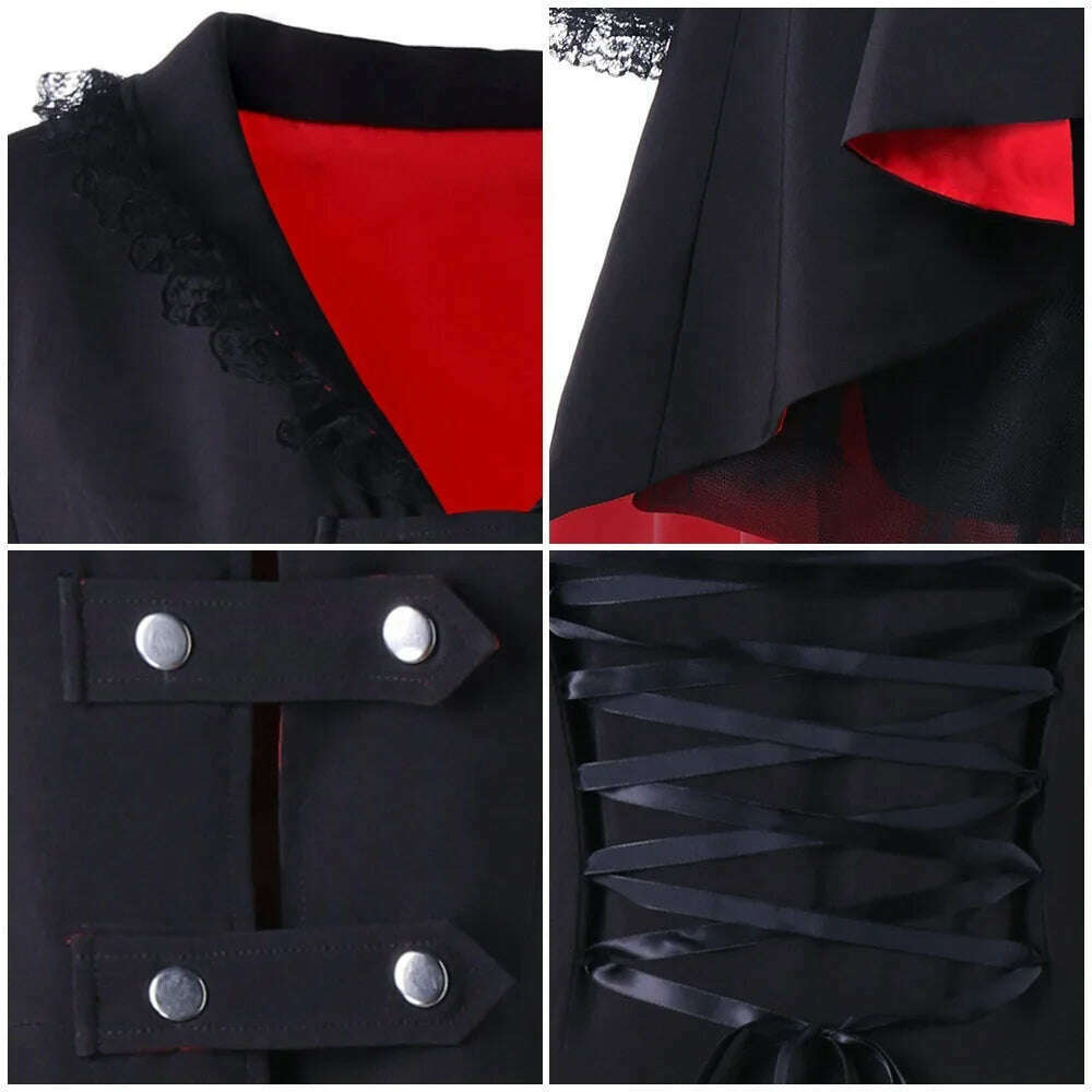 Gothic Steampunk Button Coat Victorian Coat Blazer Outwear Women Personality Button Lace Windbreaker - KIMLUD