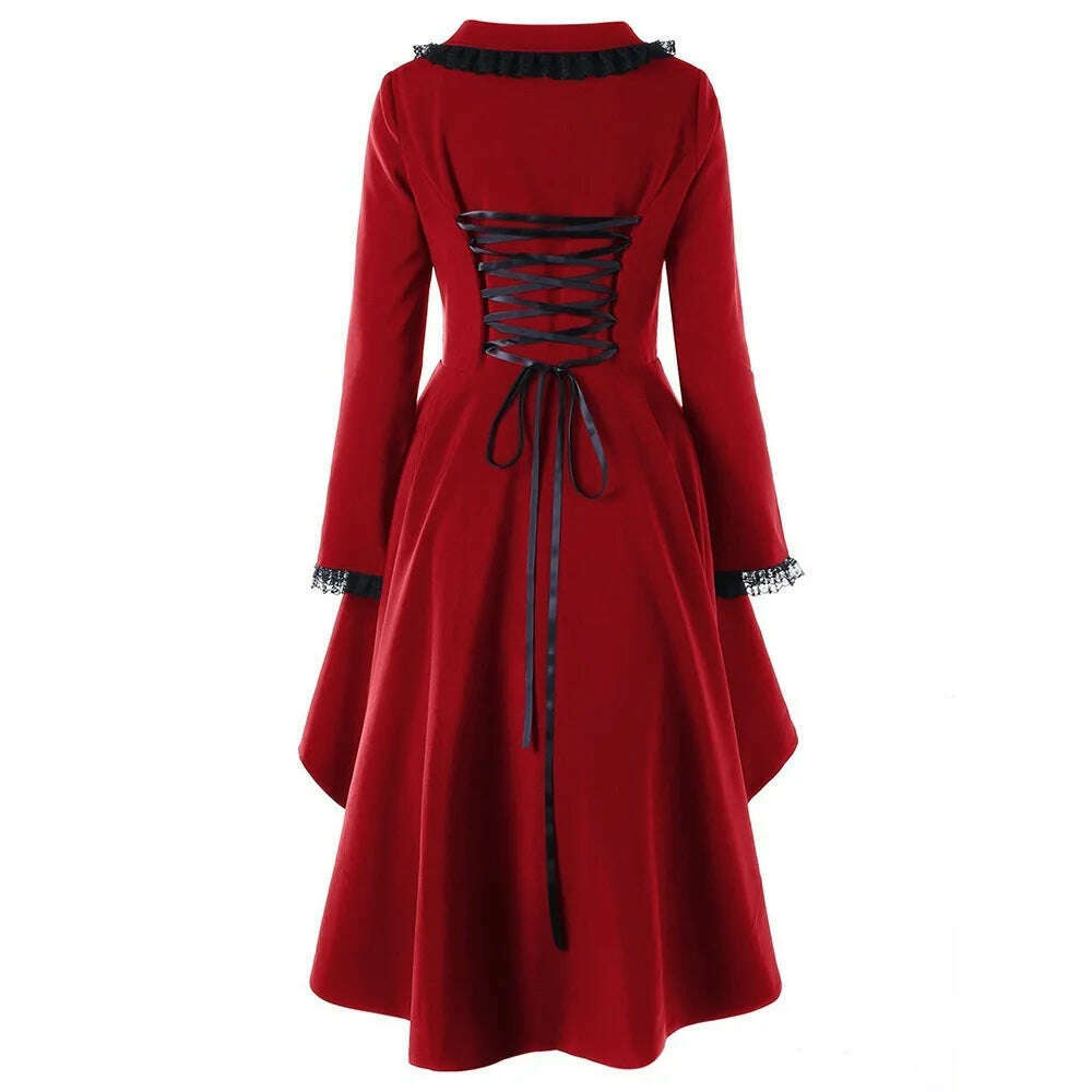 Gothic Steampunk Button Coat Victorian Coat Blazer Outwear Women Personality Button Lace Windbreaker - KIMLUD