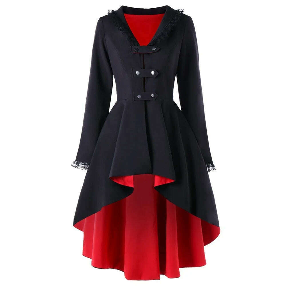 Gothic Steampunk Button Coat Victorian Coat Blazer Outwear Women Personality Button Lace Windbreaker - KIMLUD