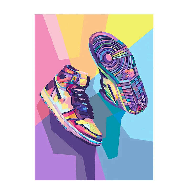 Graffiti Tide Brand Sneakers Poster Print Wall Art Canvas Painting Modern Pop Art Home Decorative Painting For Living Room Decor - KIMLUD