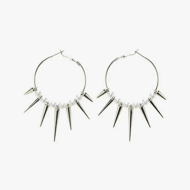 Grunge Rock Accessories Rivet Hoop Earrings Cool Hip Hop Earrings for Women Egirl Jewelry Punk Korean Earrings Fashion - KIMLUD