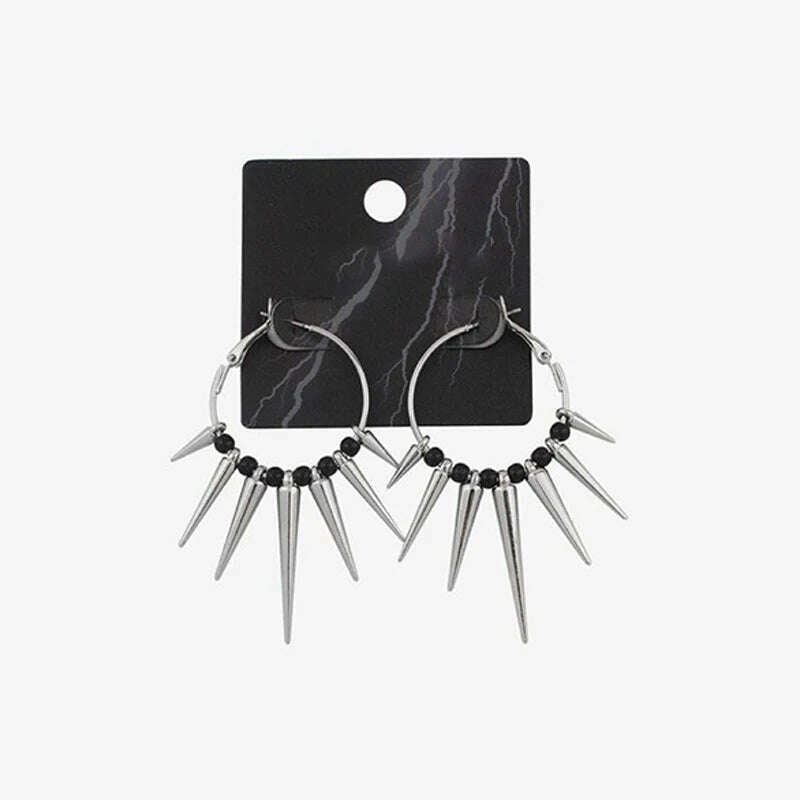 Grunge Rock Accessories Rivet Hoop Earrings Cool Hip Hop Earrings for Women Egirl Jewelry Punk Korean Earrings Fashion - KIMLUD