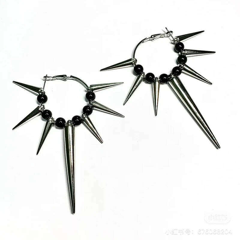 Grunge Rock Accessories Rivet Hoop Earrings Cool Hip Hop Earrings for Women Egirl Jewelry Punk Korean Earrings Fashion - KIMLUD