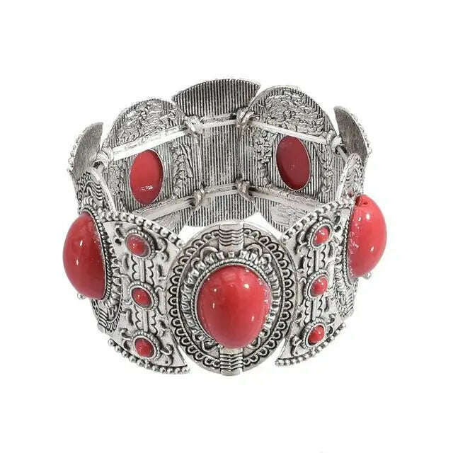 Gypsy Bohemian Coin Bracelets for Women Metal Vintage Flower Statement Bracelets Festival Turkish Beach Jewelry Tribal Ethnic - KIMLUD