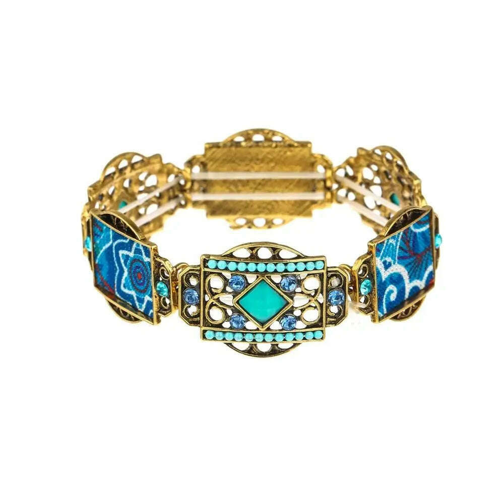 Gypsy Bohemian Coin Bracelets for Women Metal Vintage Flower Statement Bracelets Festival Turkish Beach Jewelry Tribal Ethnic - KIMLUD
