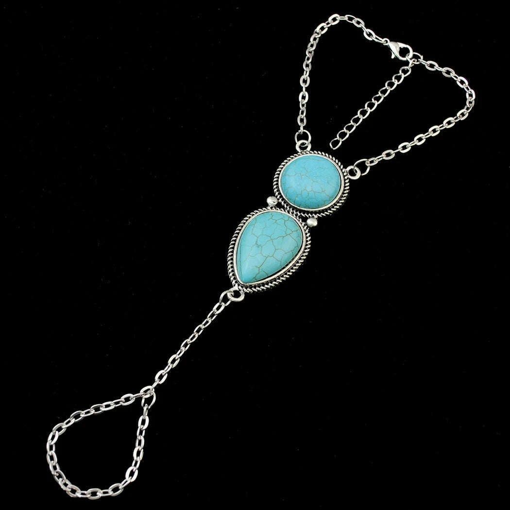 KIMLUD, Gypsy Tribal Tibetan Bracelet for Women Boho Vintage Silvery Men's Turquoise Elastic Bangle Afghan Turkish Ethnic Indian Jewelry, KIMLUD Womens Clothes