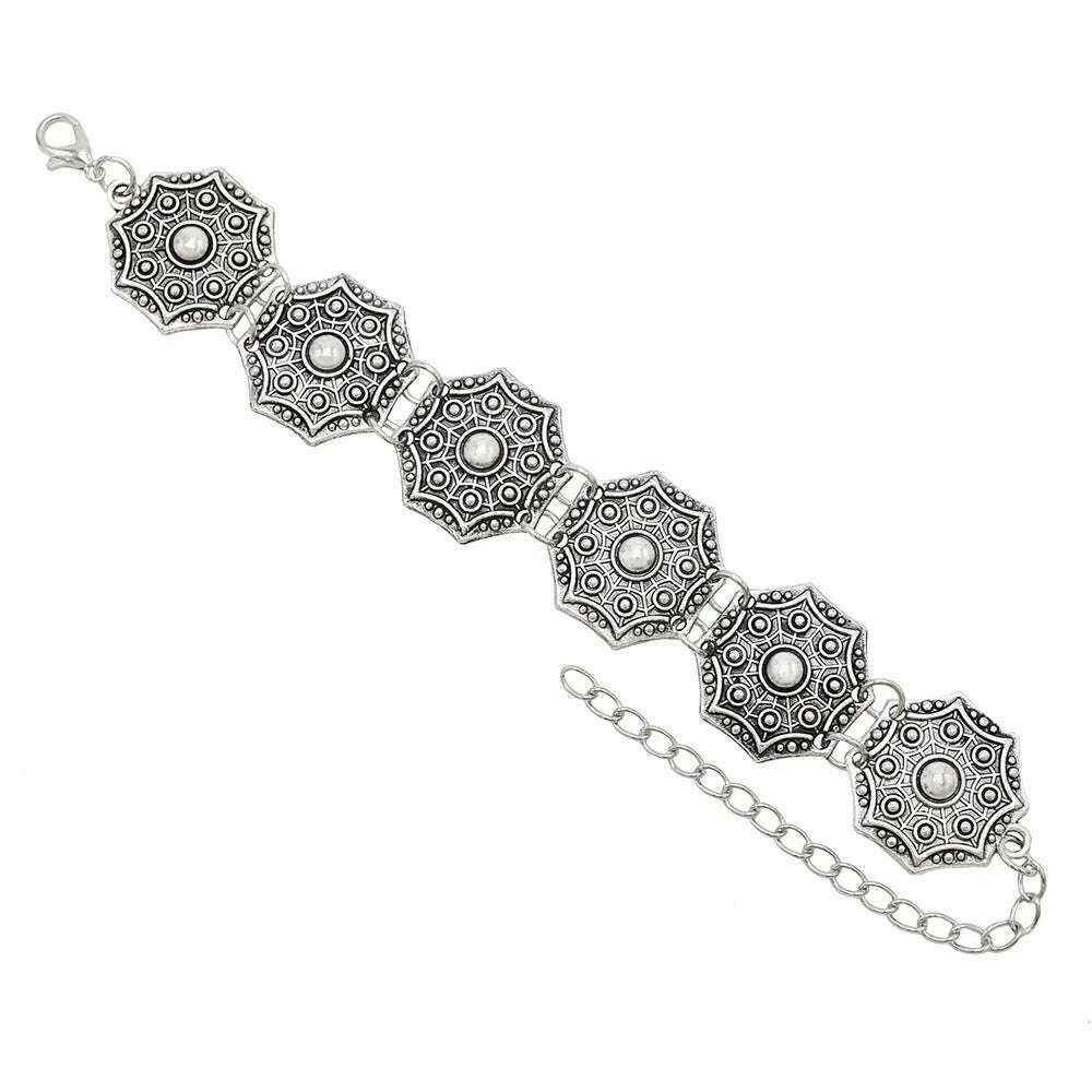 KIMLUD, Gypsy Tribal Tibetan Bracelet for Women Boho Vintage Silvery Men's Turquoise Elastic Bangle Afghan Turkish Ethnic Indian Jewelry, 1118silver, KIMLUD APPAREL - Womens Clothes