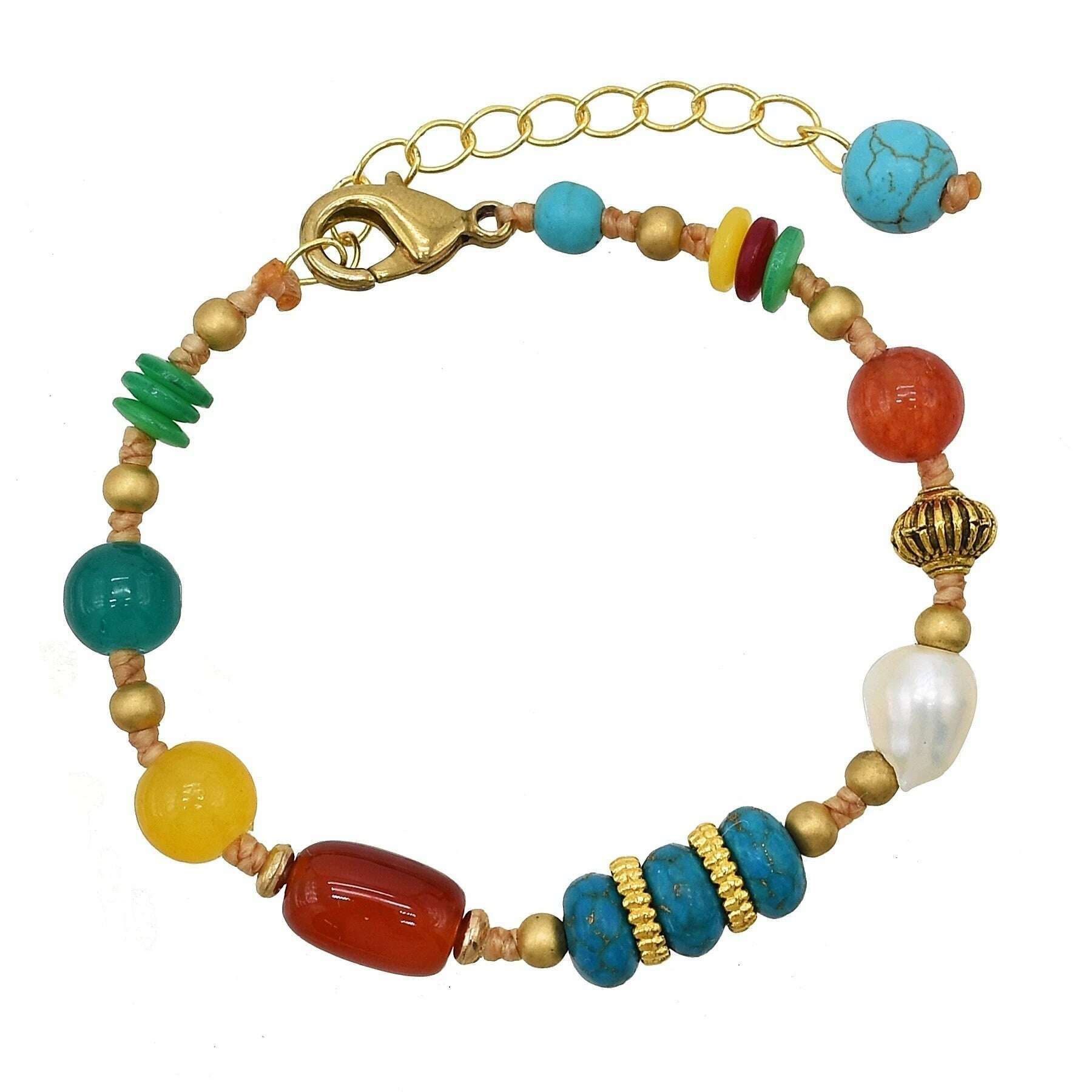 KIMLUD, Gypsy Tribal Tibetan Bracelet for Women Boho Vintage Silvery Men's Turquoise Elastic Bangle Afghan Turkish Ethnic Indian Jewelry, KIMLUD Womens Clothes
