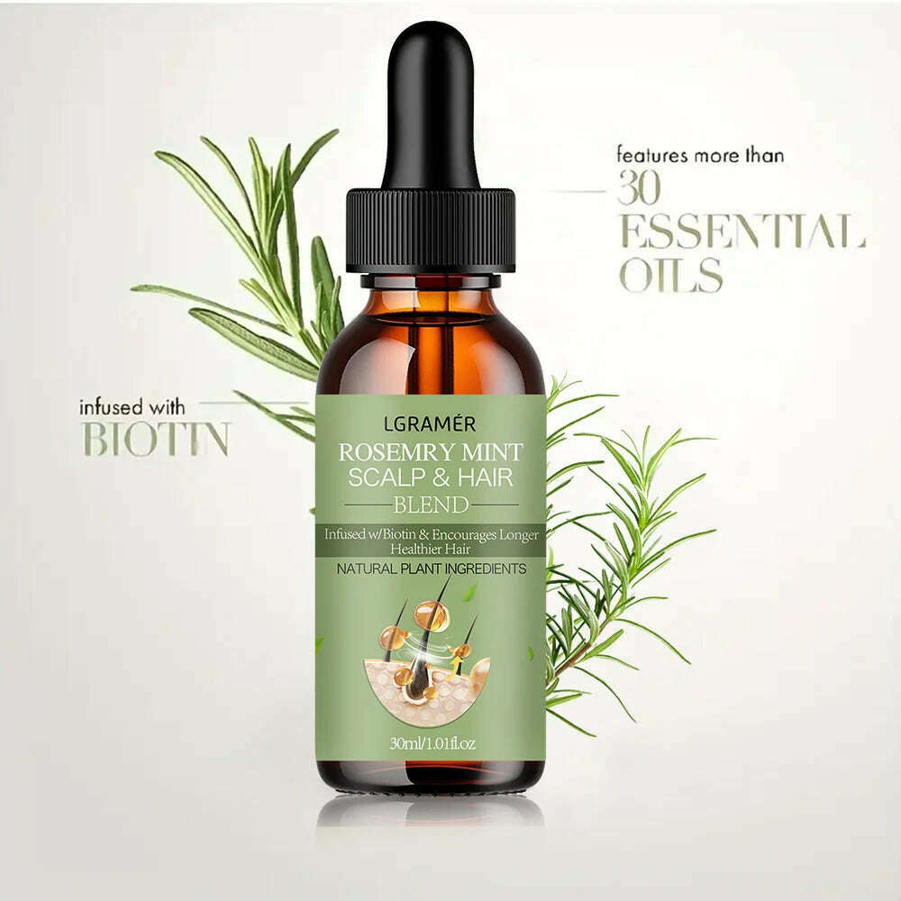 Hair Growth Essential Oil Rosemary Mint Hair Strengthening Oil Nourishing Treatment For Split Ends Dry Organics Hair Care Oil - KIMLUD