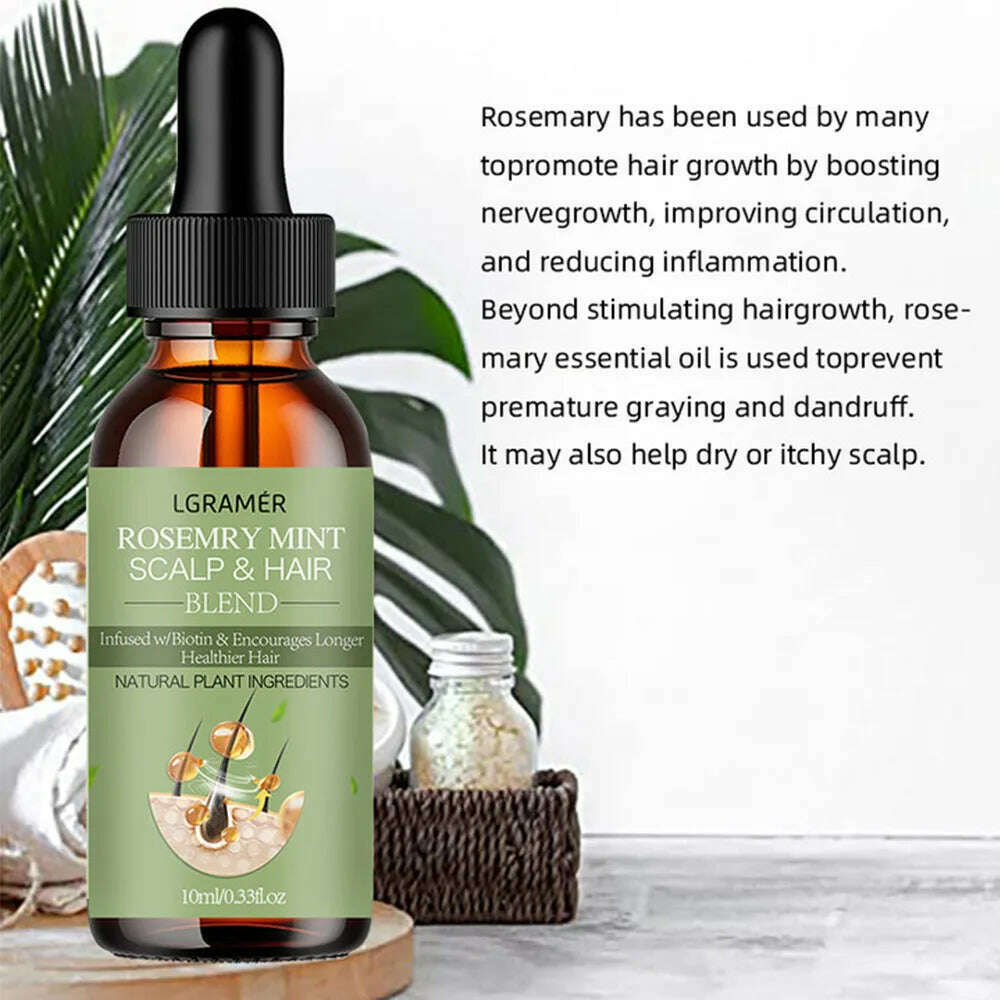 Hair Growth Essential Oil Rosemary Mint Hair Strengthening Oil Nourishing Treatment For Split Ends Dry Organics Hair Care Oil - KIMLUD