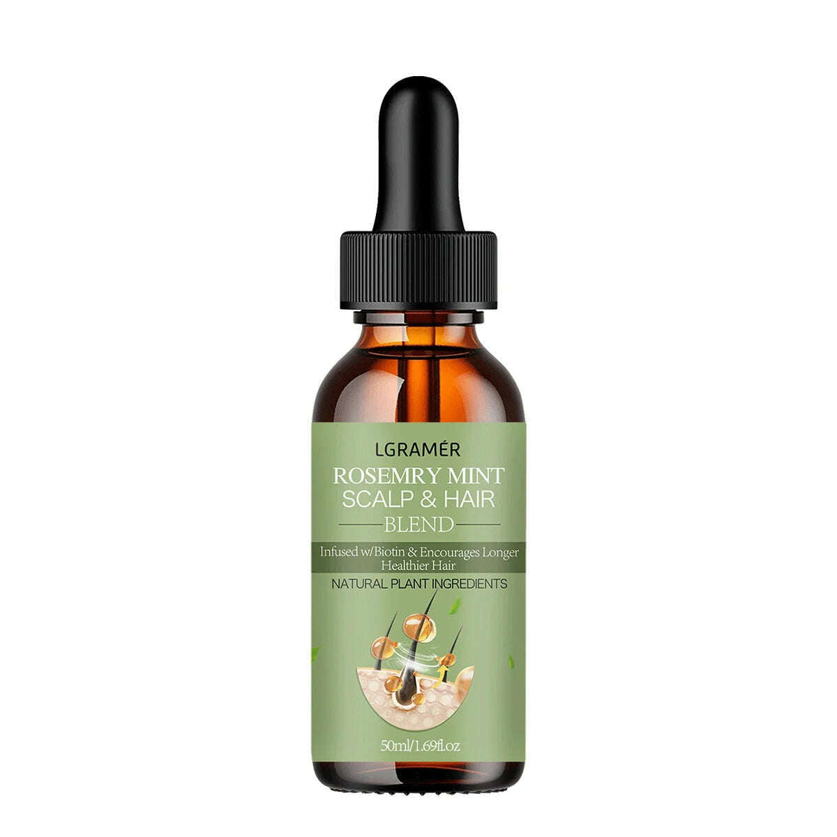 Hair Growth Essential Oil Rosemary Mint Hair Strengthening Oil Nourishing Treatment For Split Ends Dry Organics Hair Care Oil - KIMLUD