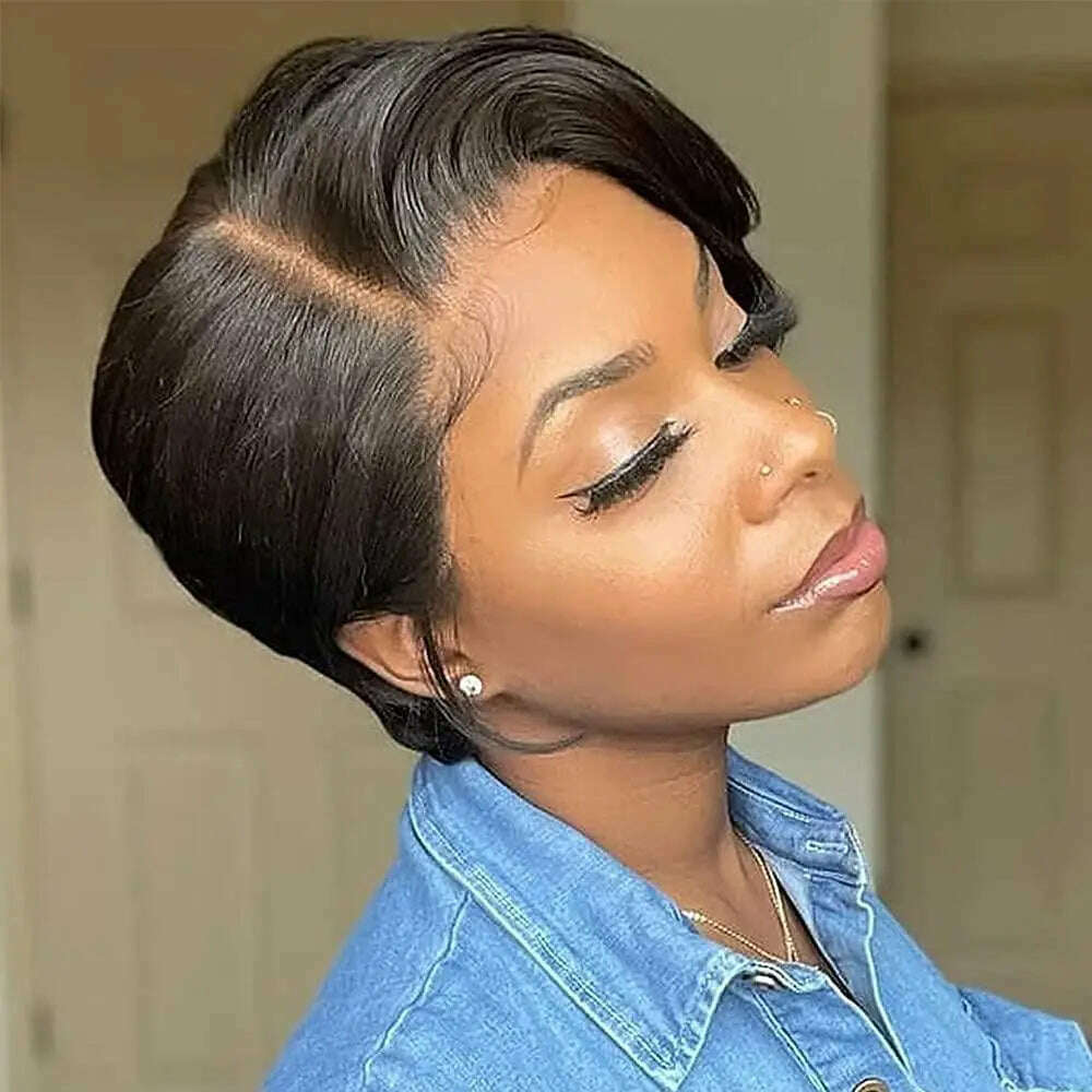 KIMLUD, HAIRJOY Synthetic Hair Short Straight Wig for African American Women, black / 8inches, KIMLUD APPAREL - Womens Clothes