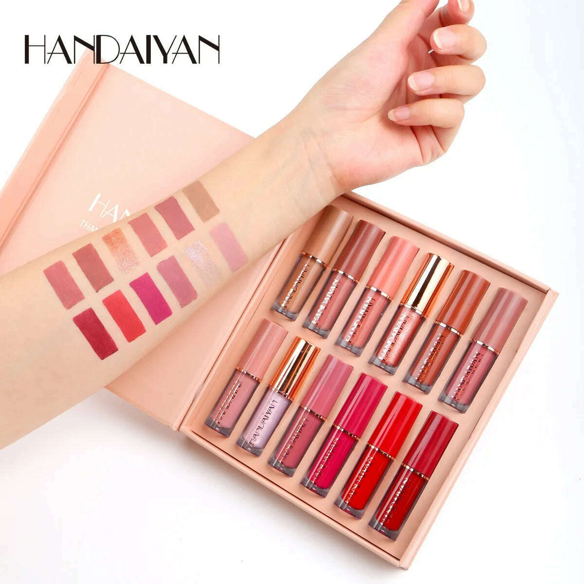 HANDAIYAN 12Pcs Liquid Velvet Matte Lip Gloss Red Lipstick Nude Makeup Women Long Lasting Waterproof Beauty Cosmetics - KIMLUD