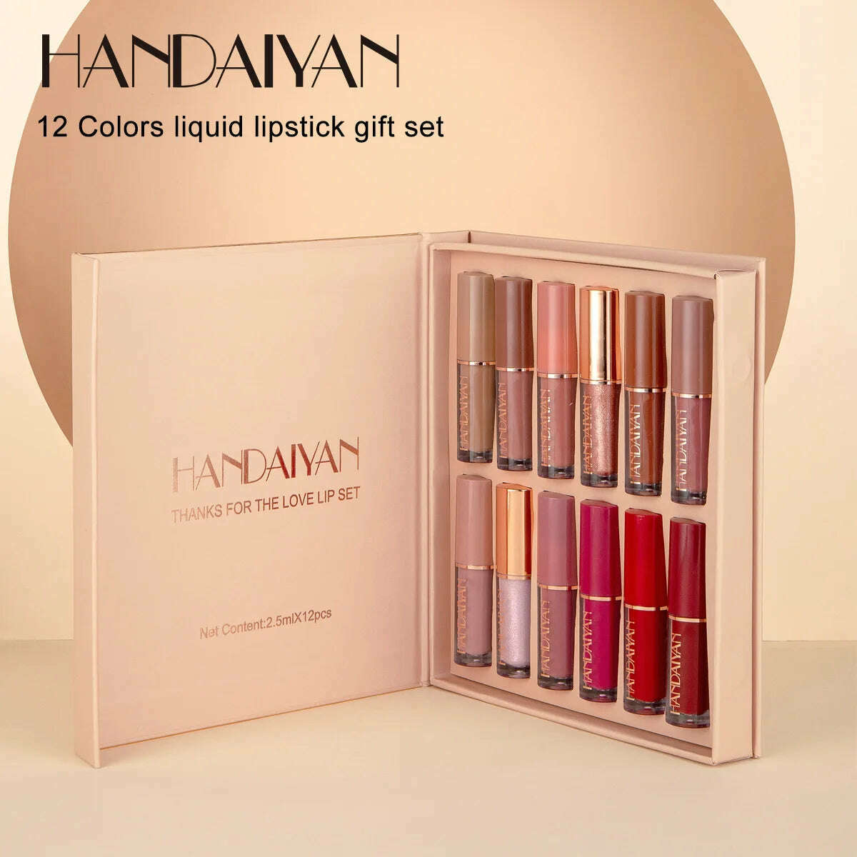 HANDAIYAN 12Pcs Liquid Velvet Matte Lip Gloss Red Lipstick Nude Makeup Women Long Lasting Waterproof Beauty Cosmetics - KIMLUD