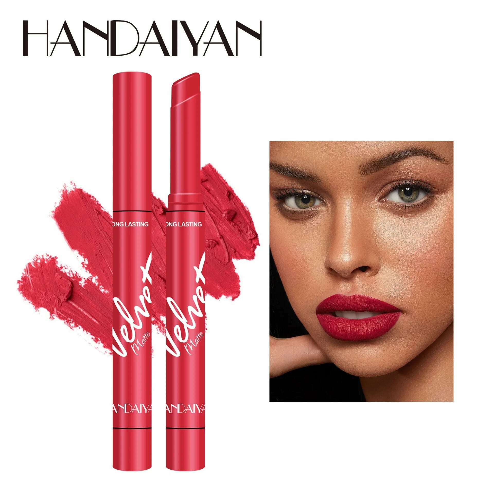 Handaiyan 8 Colors Matte Waterproof Velvet Nude Lipstick Pink Red Sexy Lip Matt Long Lasting Pigments Makeup - KIMLUD