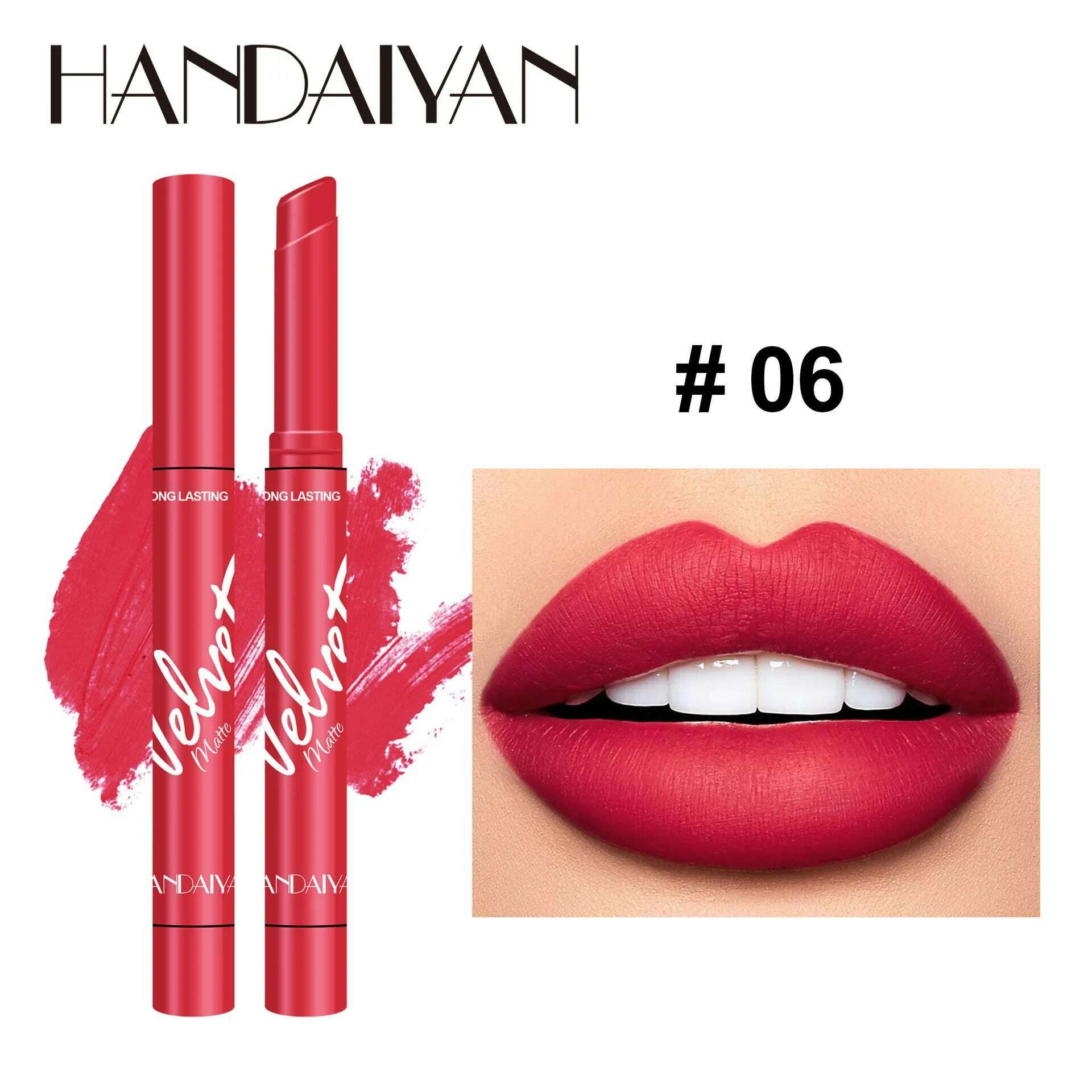 Handaiyan 8 Colors Matte Waterproof Velvet Nude Lipstick Pink Red Sexy Lip Matt Long Lasting Pigments Makeup - KIMLUD